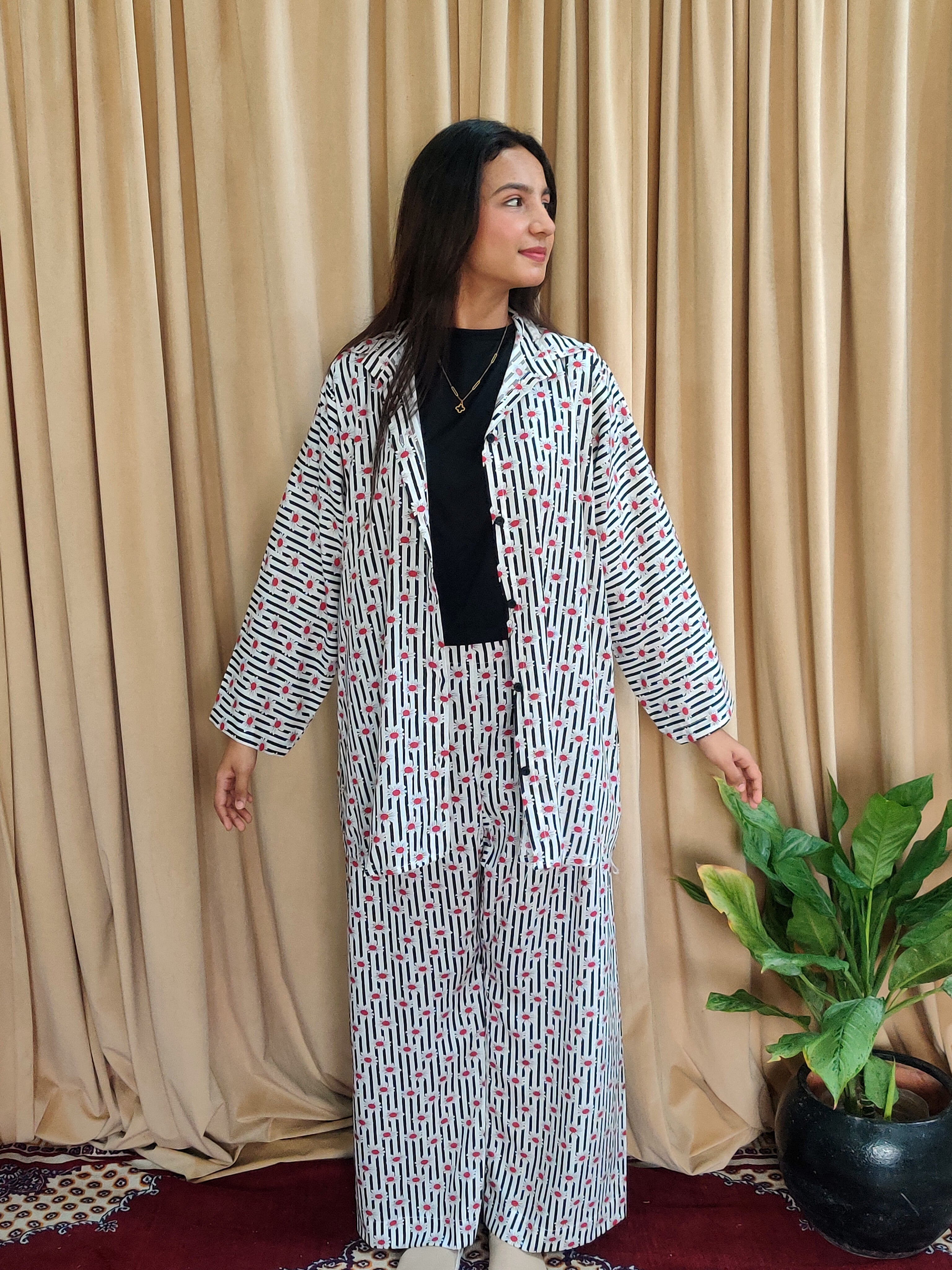 White Printed Co-ord Set | Casual 2-Piece Outfit for Women