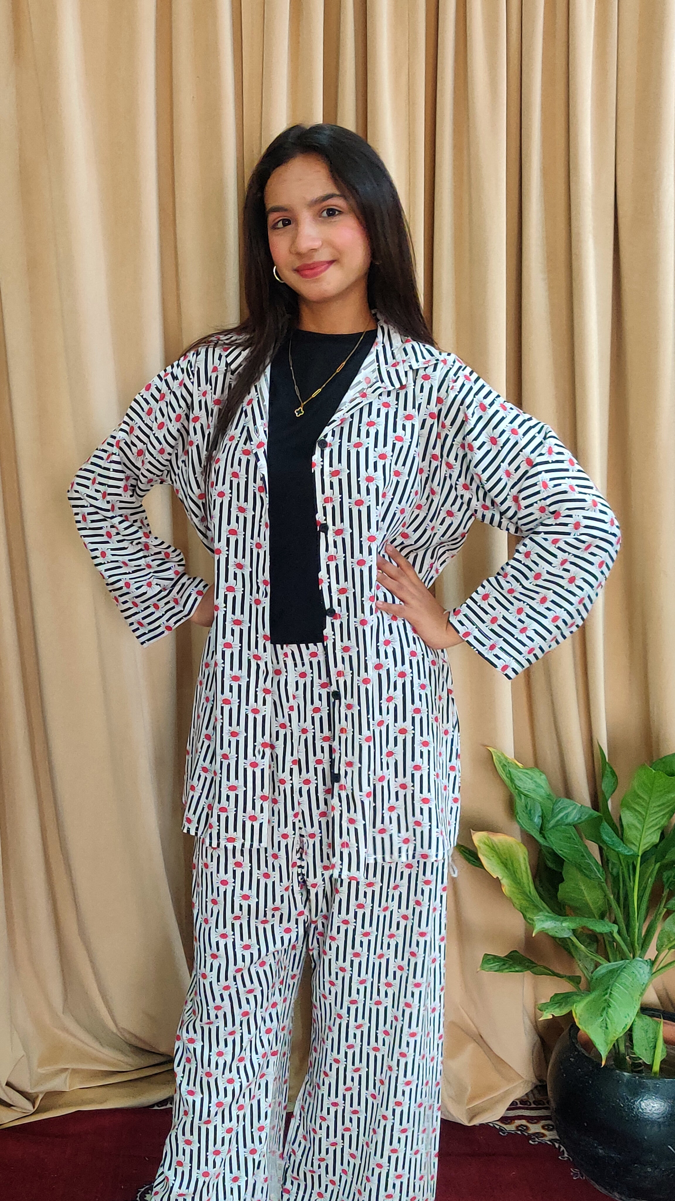 White Printed Co-ord Set | Casual 2-Piece Outfit for Women